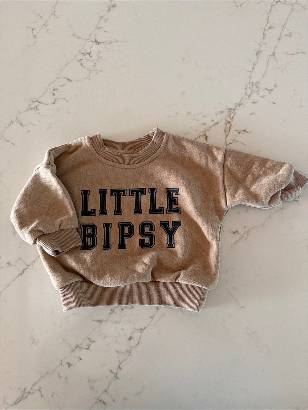 Little Bipsy Beige Sweatshirt with Black Lettering